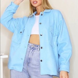 Blue Pocket Front Shacket from PrettyLittleThing.